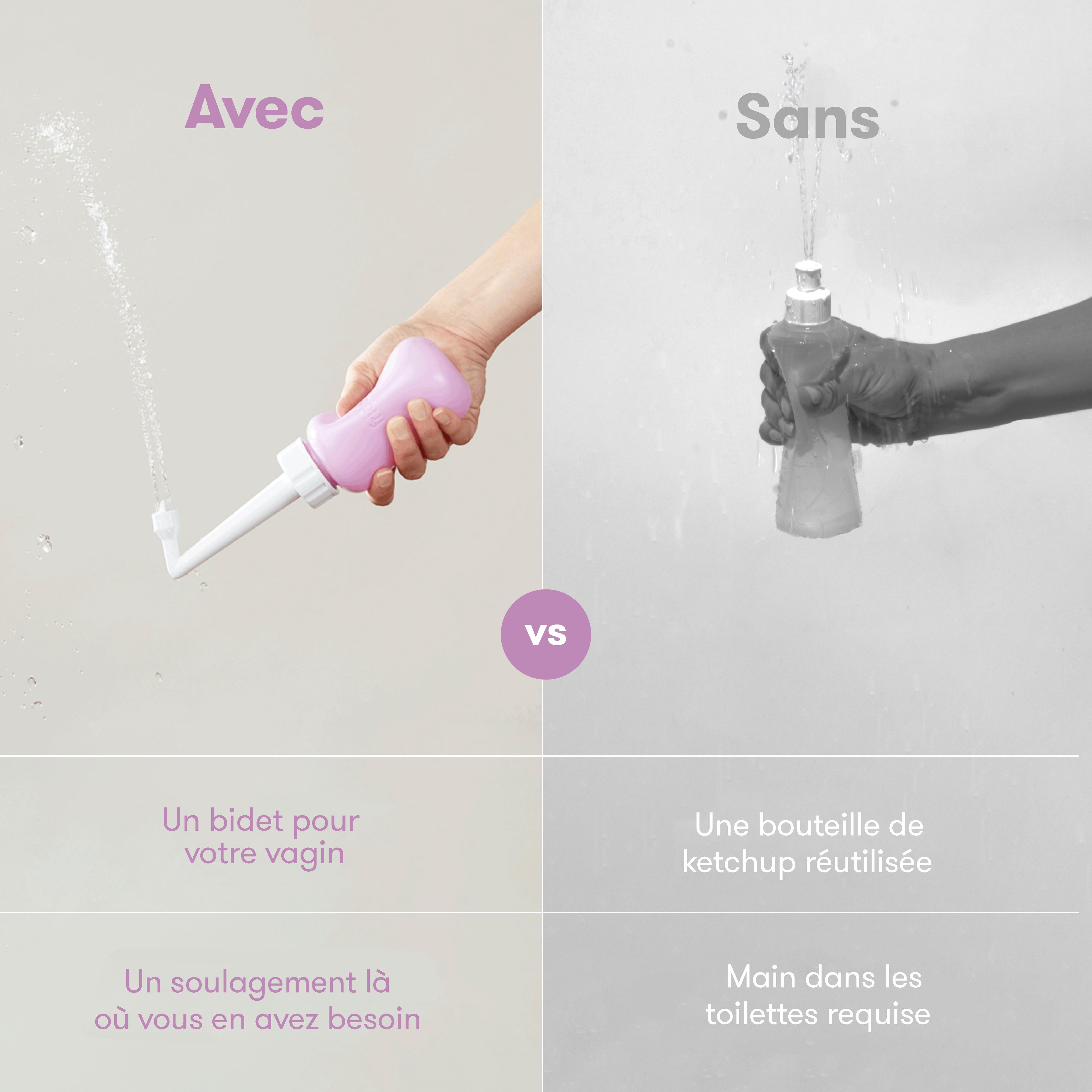 Bouteille de lavage périnéale renversée