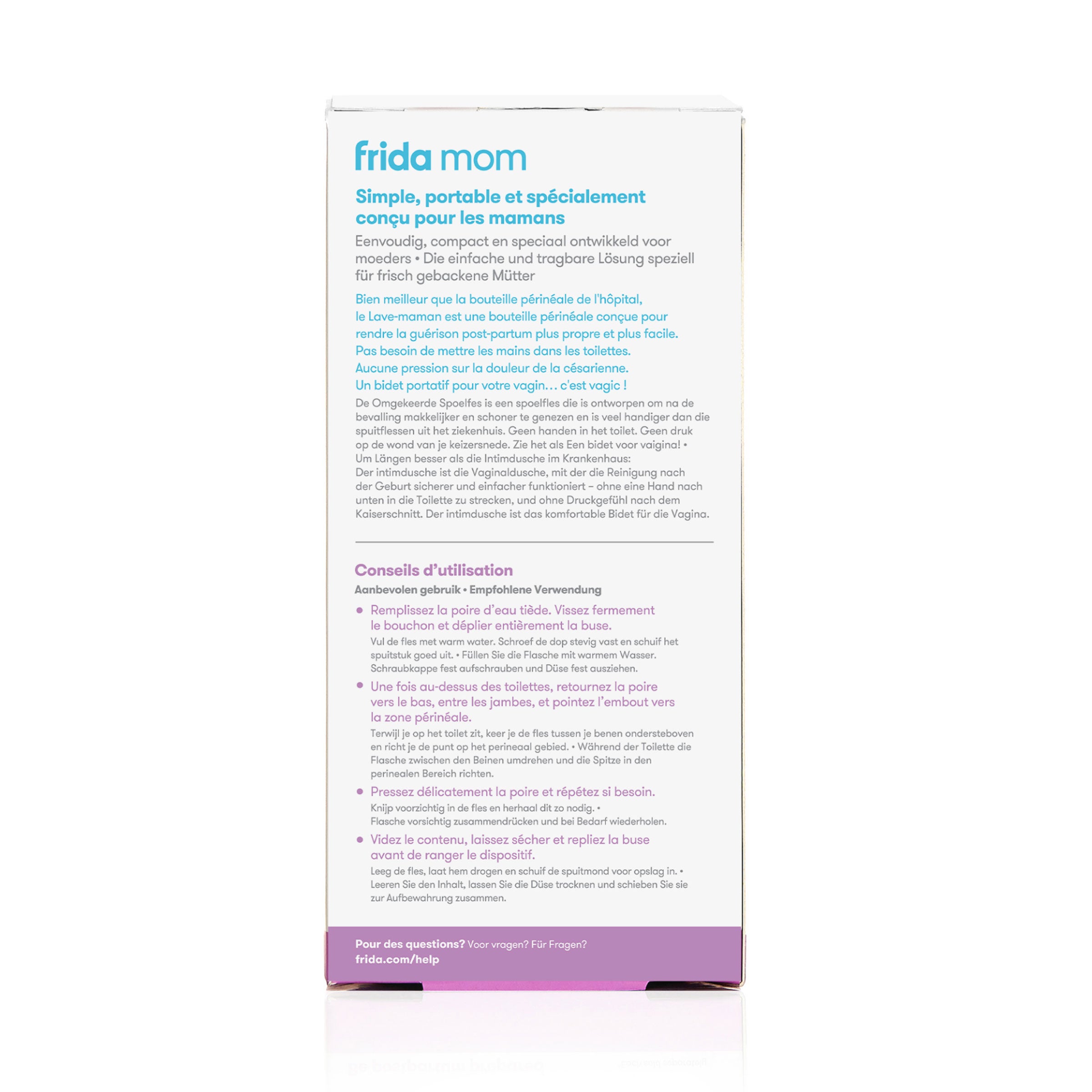 Bouteille de lavage périnéale renversée