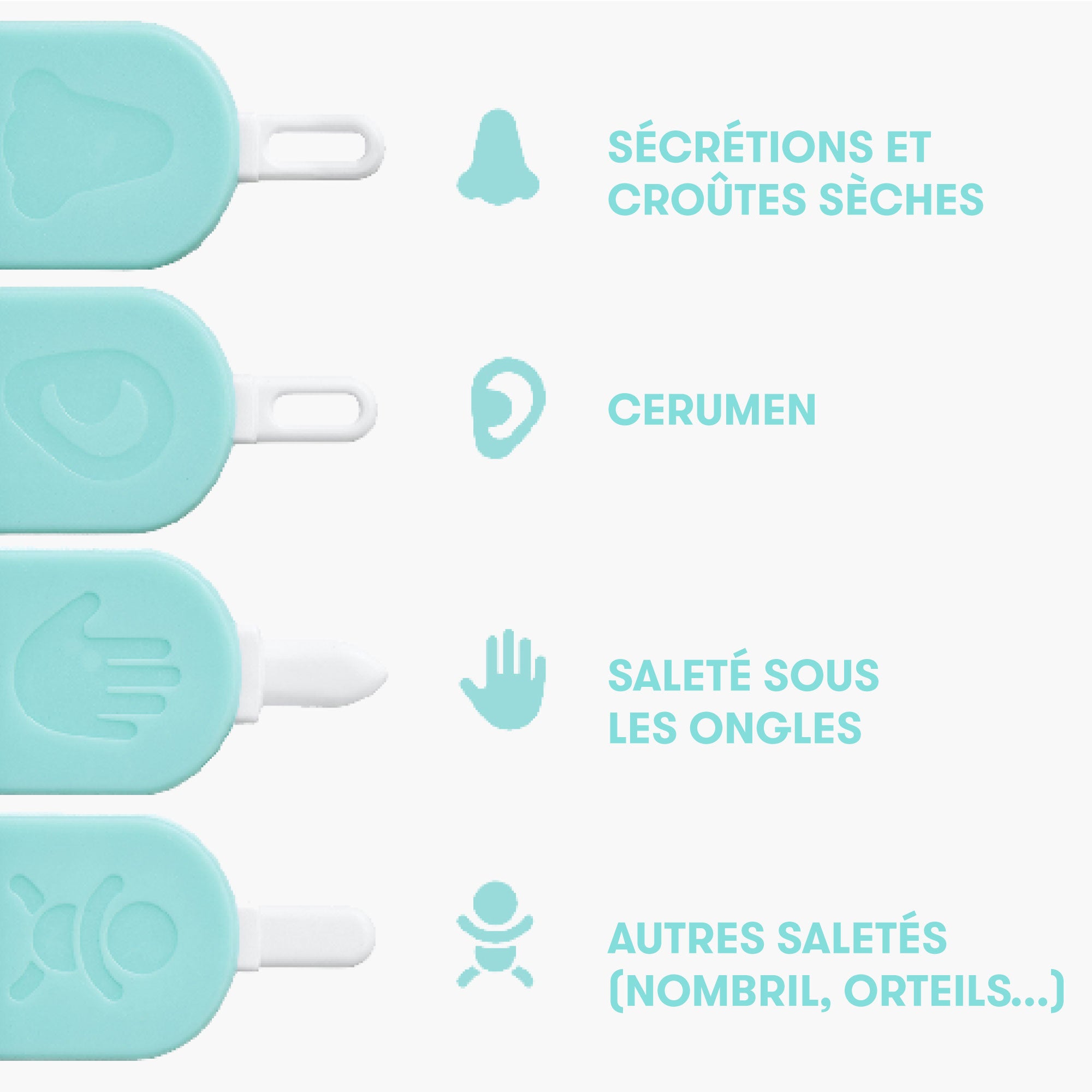 Curette 3-en-1 nez, ongles et oreilles