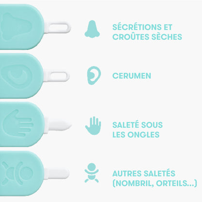 Curette 3-en-1 nez, ongles et oreilles